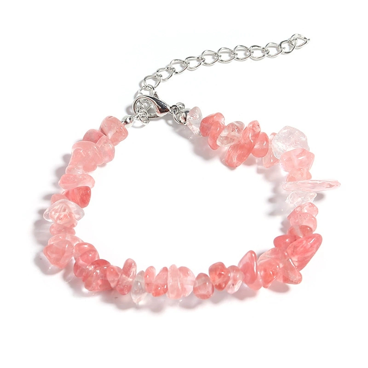 Irregular Chips Gemstone Beads Bracelets Silver Lobster Clasp and Extended 5CM Chain