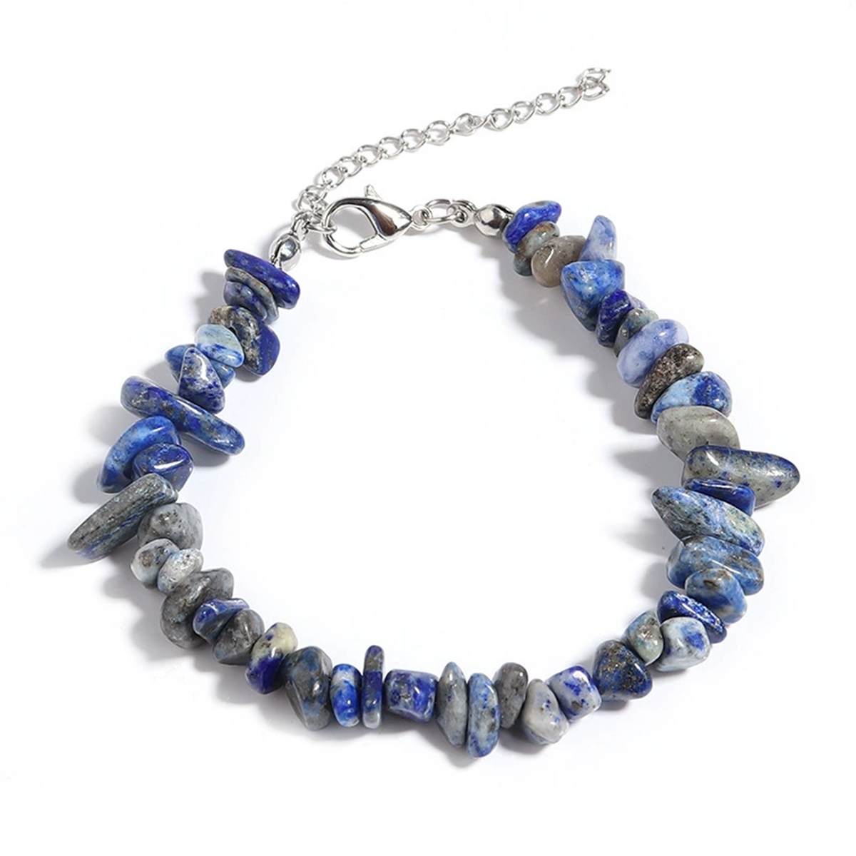 Irregular Chips Gemstone Beads Bracelets Silver Lobster Clasp and Extended 5CM Chain