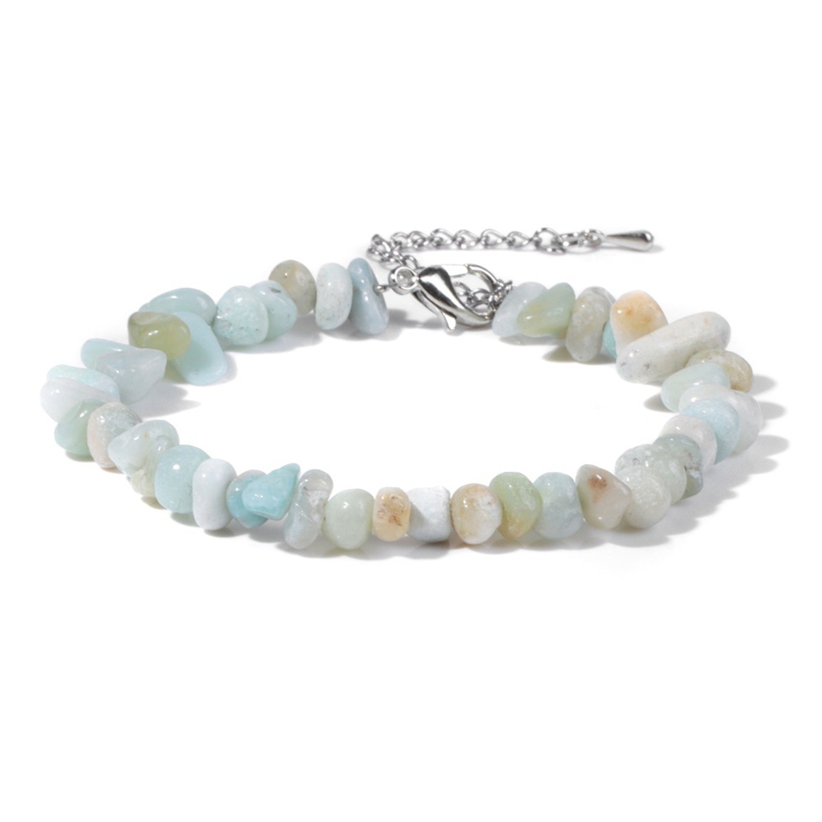 Irregular Chips Gemstone Beads Bracelets Silver Lobster Clasp and Extended 5CM Chain
