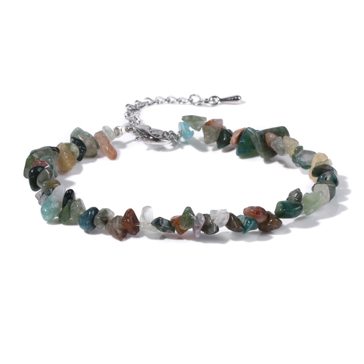 Irregular Chips Gemstone Beads Bracelets Silver Lobster Clasp and Extended 5CM Chain