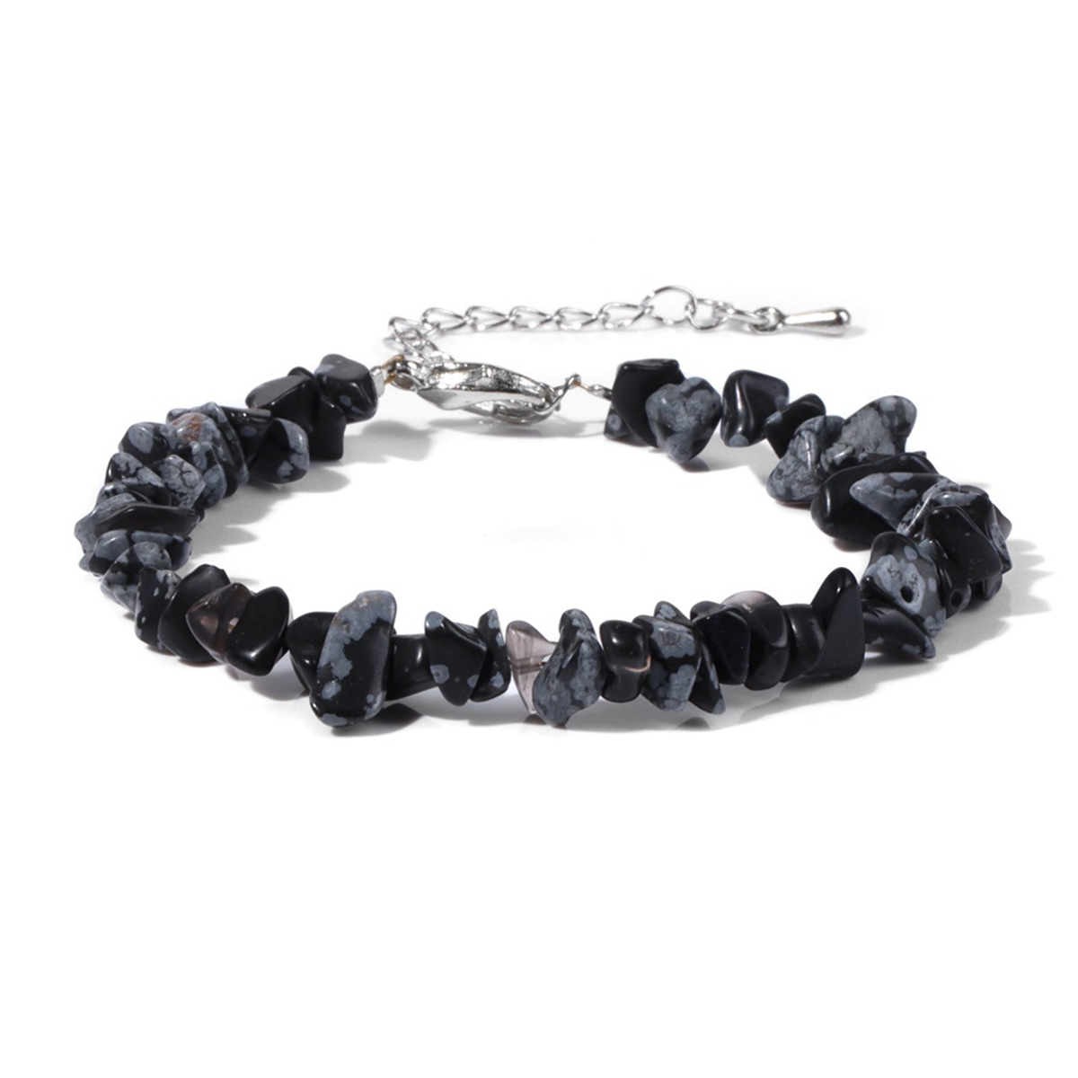 Irregular Chips Gemstone Beads Bracelets Silver Lobster Clasp and Extended 5CM Chain