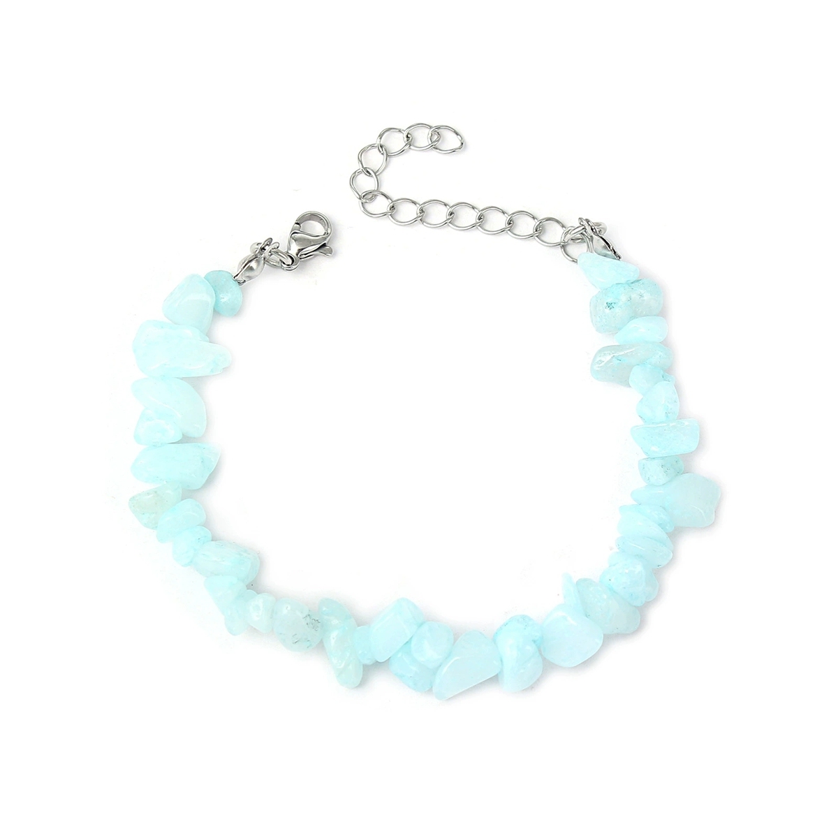 Irregular Chips Gemstone Beads Bracelets Silver Lobster Clasp and Extended 5CM Chain
