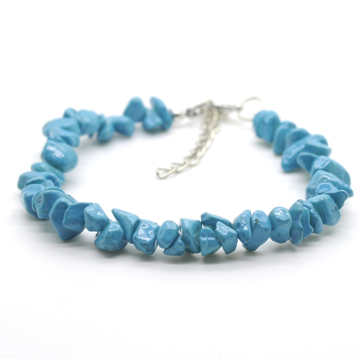 Irregular Chips Gemstone Beads Bracelets Silver Lobster Clasp and Extended 5CM Chain