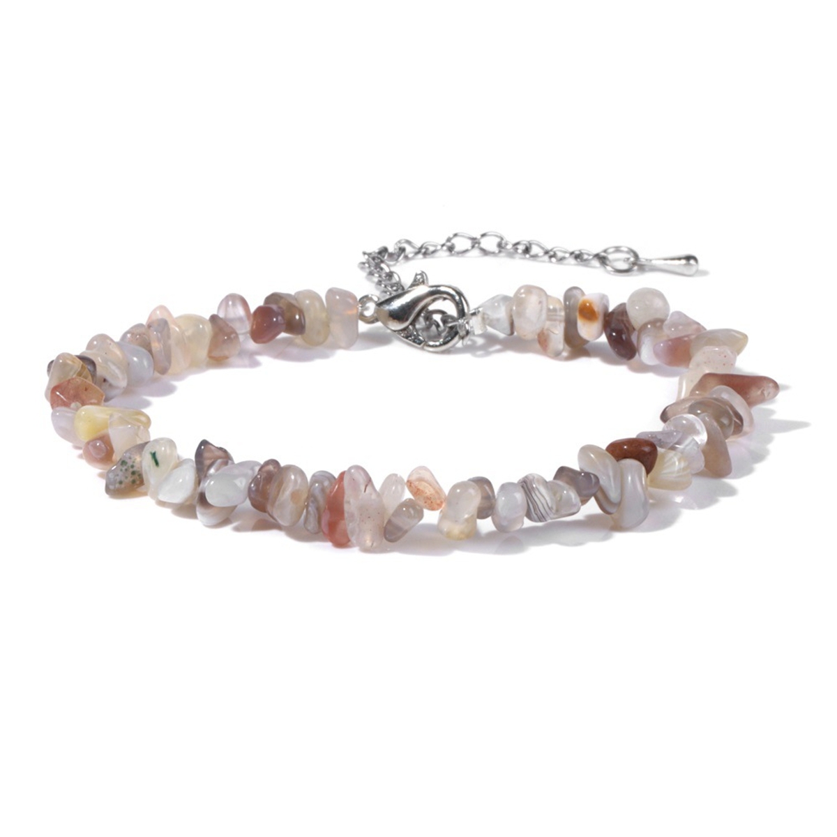 Irregular Chips Gemstone Beads Bracelets Silver Lobster Clasp and Extended 5CM Chain
