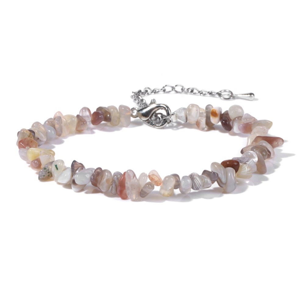 Irregular Chips Gemstone Beads Bracelets Silver Lobster Clasp and Extended 5CM Chain