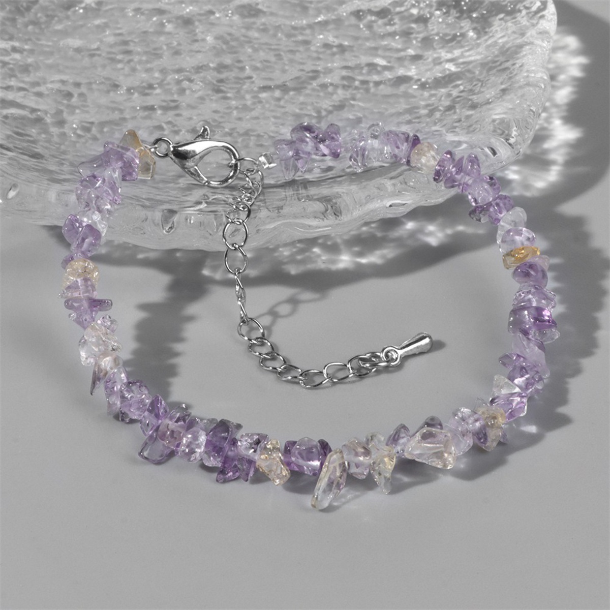 Irregular Chips Gemstone Beads Bracelets Silver Lobster Clasp and Extended 5CM Chain