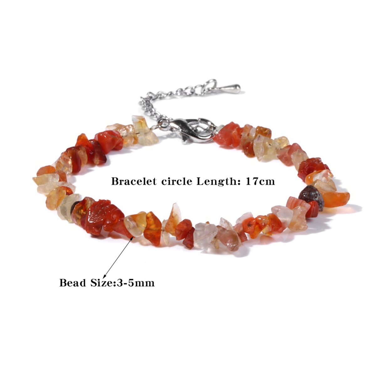 Irregular Chips Gemstone Beads Bracelets Silver Lobster Clasp and Extended 5CM Chain