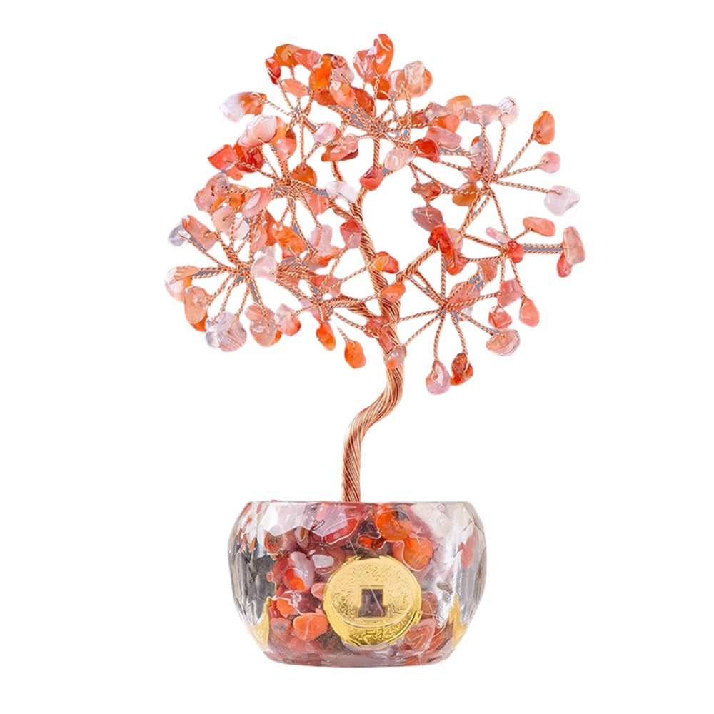 Raw Gemstone Copper Life of Tree Crystal Money Base Spiritual Meditation Energy Room Office Desk Decor Gifts