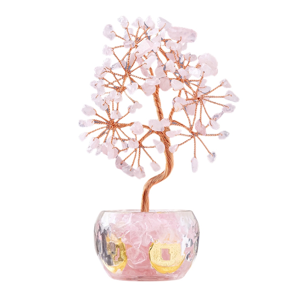 Raw Gemstone Copper Life of Tree Crystal Money Base Spiritual Meditation Energy Room Office Desk Decor Gifts