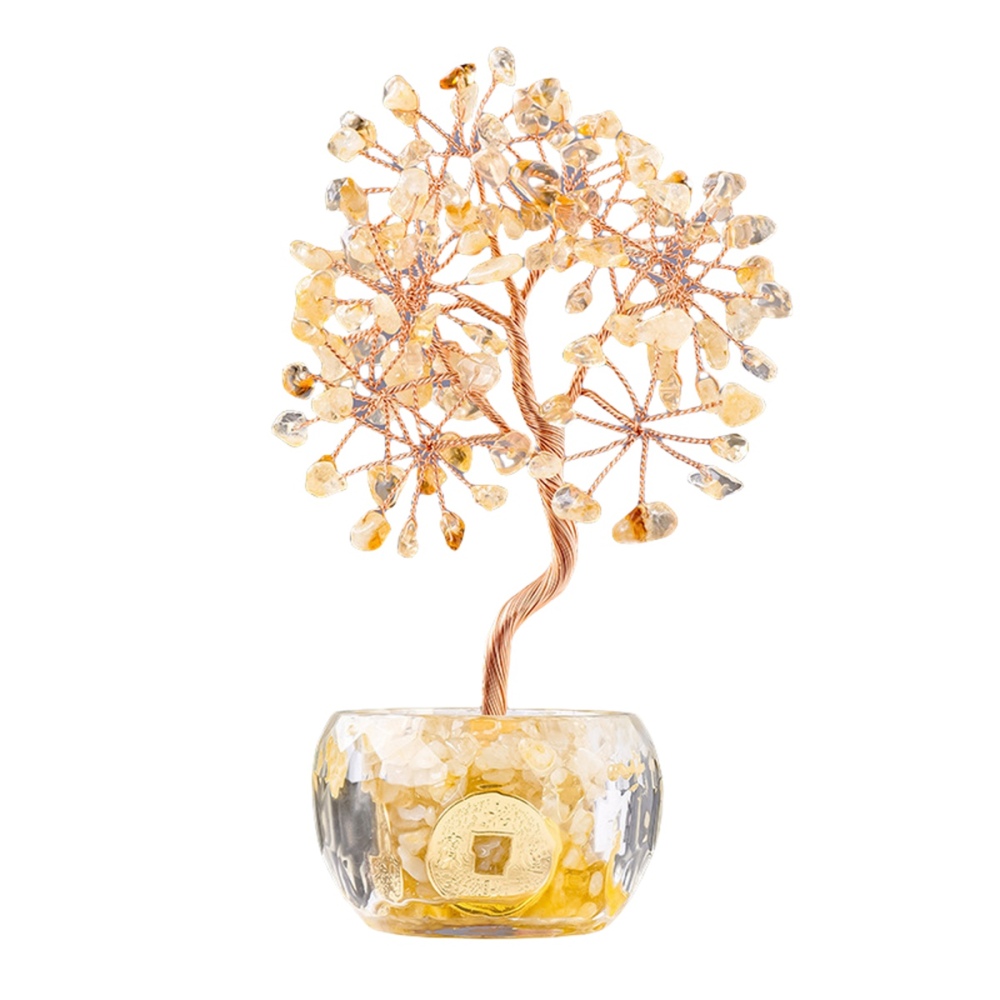 Raw Gemstone Copper Life of Tree Crystal Money Base Spiritual Meditation Energy Room Office Desk Decor Gifts