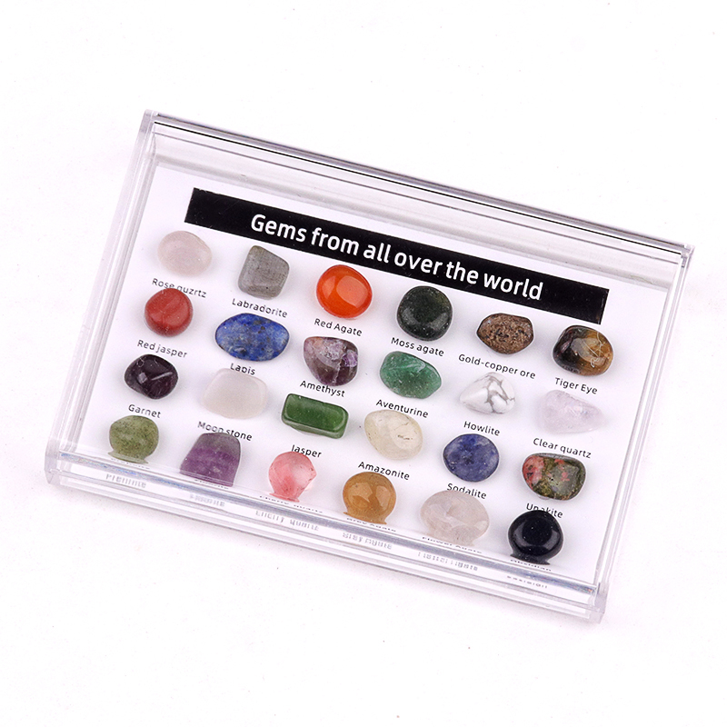 24 Mini Rocks and Mineral Assortment Set Stone Collection for Polishing Wicca & Reiki Crystal Healing