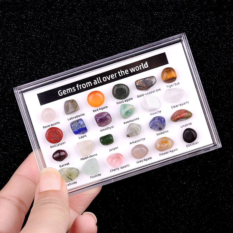 24 Mini Rocks and Mineral Assortment Set Stone Collection for Polishing Wicca & Reiki Crystal Healing