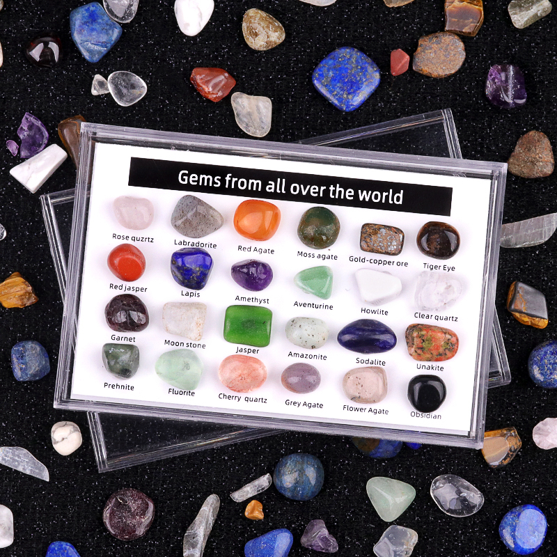 24 Mini Rocks and Mineral Assortment Set Stone Collection for Polishing Wicca & Reiki Crystal Healing