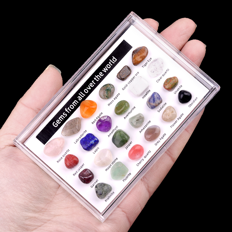 24 Mini Rocks and Mineral Assortment Set Stone Collection for Polishing Wicca & Reiki Crystal Healing