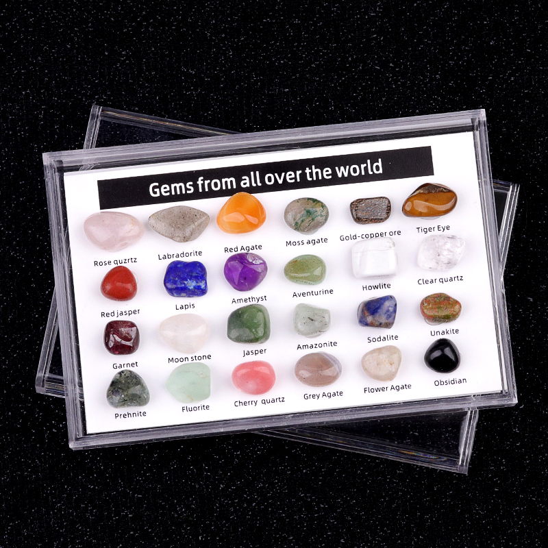 24 Mini Rocks and Mineral Assortment Set Stone Collection for Polishing Wicca & Reiki Crystal Healing