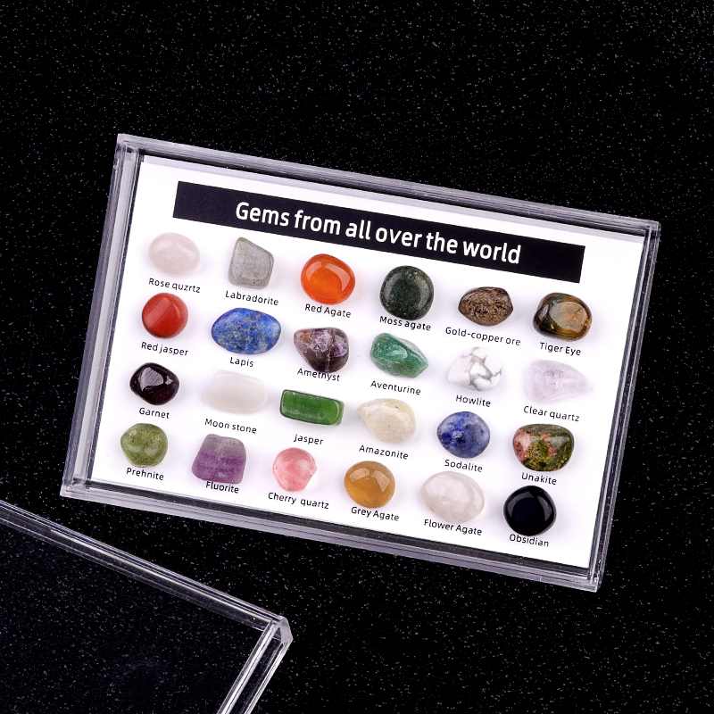 24 Mini Rocks and Mineral Assortment Set Stone Collection for Polishing Wicca & Reiki Crystal Healing
