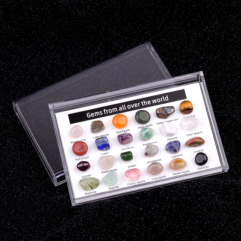 24 Mini Rocks and Mineral Assortment Set Stone Collection for Polishing Wicca & Reiki Crystal Healing