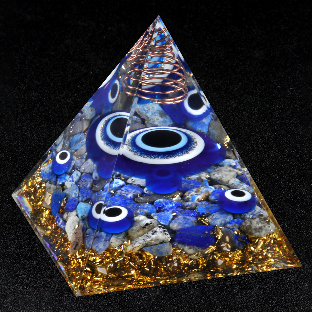 Lapis lazuli Gold 60MM Pyramid Ornament for Home Decor
