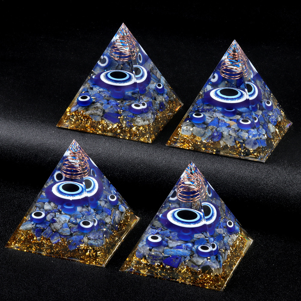 Lapis lazuli Gold 60MM Pyramid Ornament for Home Decor