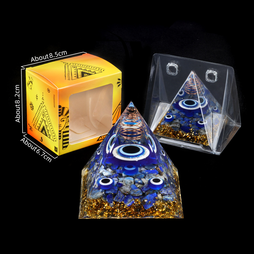 Lapis lazuli Gold 60MM Pyramid Ornament for Home Decor