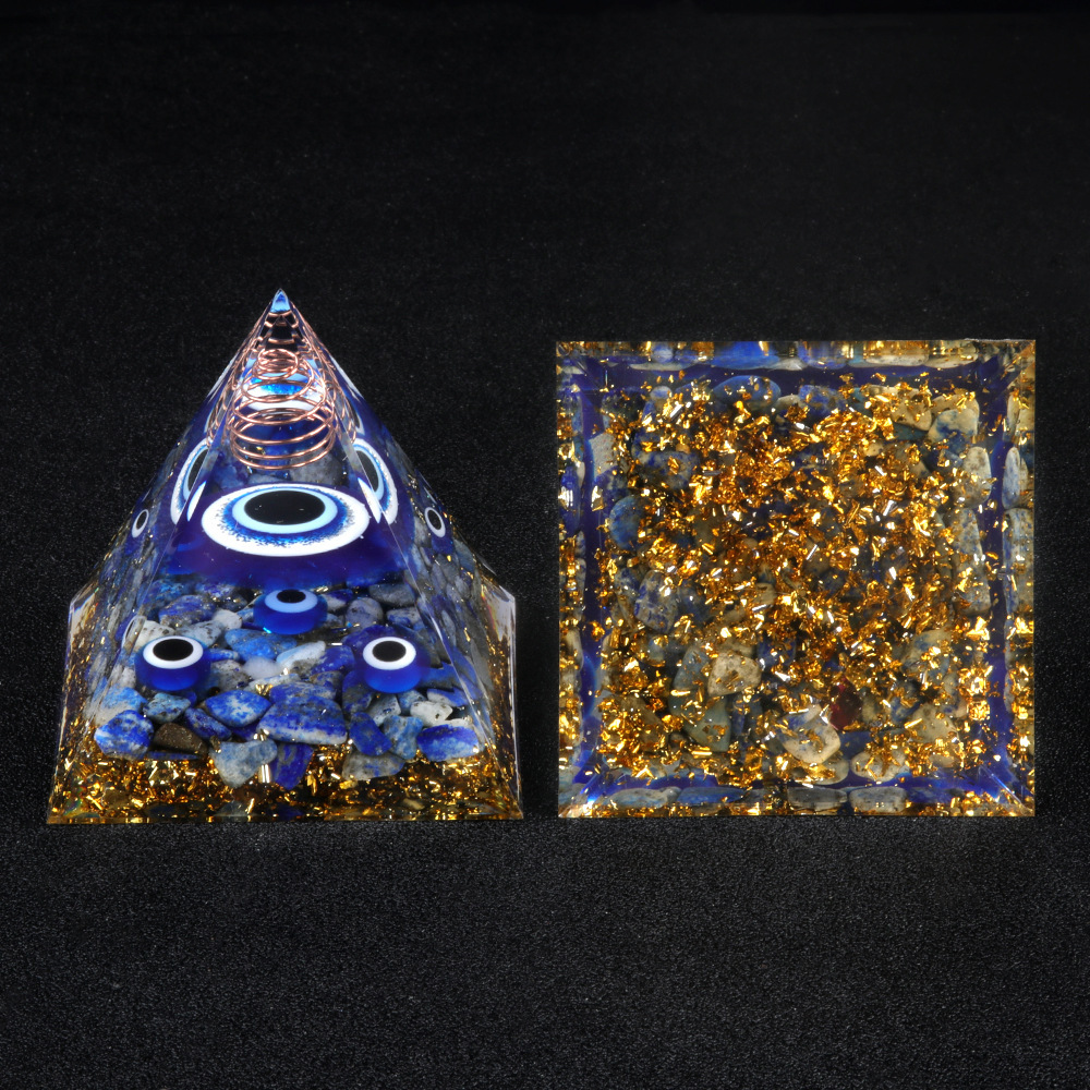 Lapis lazuli Gold 60MM Pyramid Ornament for Home Decor