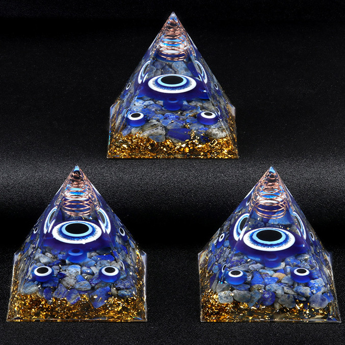Lapis lazuli Gold 60MM Pyramid Ornament for Home Decor