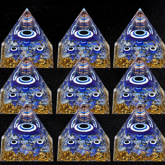Lapis lazuli Gold 60MM Pyramid Ornament for Home Decor