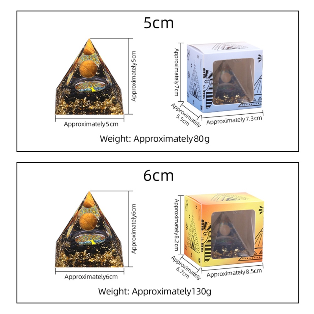 Sphere Raw Black Obsidian Base Gold 60MM Pyramid Ornament for Home Decor