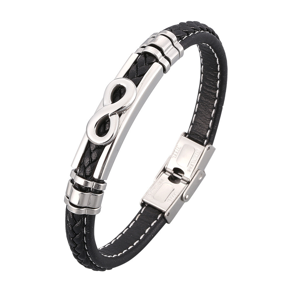 Men's Braided Leather Bracelet Wristband Cuff Bracelet for Men Gifts Stainless Steel Clasp