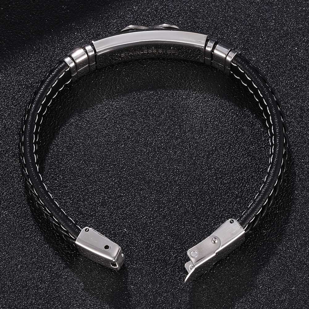 Men's Braided Leather Bracelet Wristband Cuff Bracelet for Men Gifts Stainless Steel Clasp