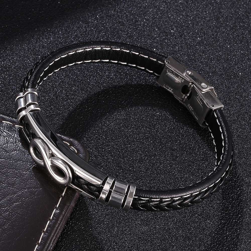Men's Braided Leather Bracelet Wristband Cuff Bracelet for Men Gifts Stainless Steel Clasp