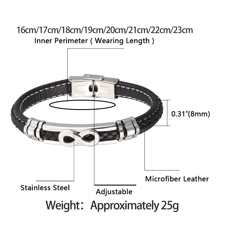 Men's Braided Leather Bracelet Wristband Cuff Bracelet for Men Gifts Stainless Steel Clasp