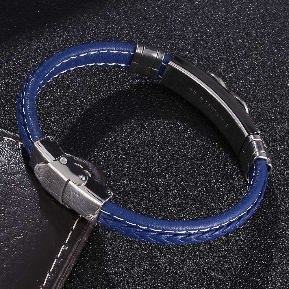 Men's Braided Leather Bracelet Wristband Cuff Bracelet for Men Gifts Stainless Steel Clasp
