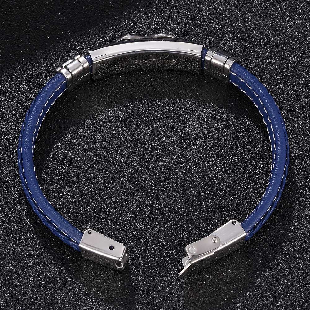Men's Braided Leather Bracelet Wristband Cuff Bracelet for Men Gifts Stainless Steel Clasp