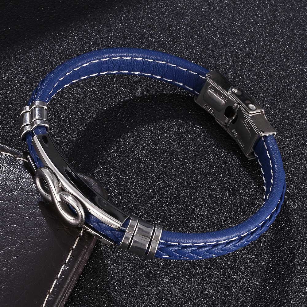 Men's Braided Leather Bracelet Wristband Cuff Bracelet for Men Gifts Stainless Steel Clasp