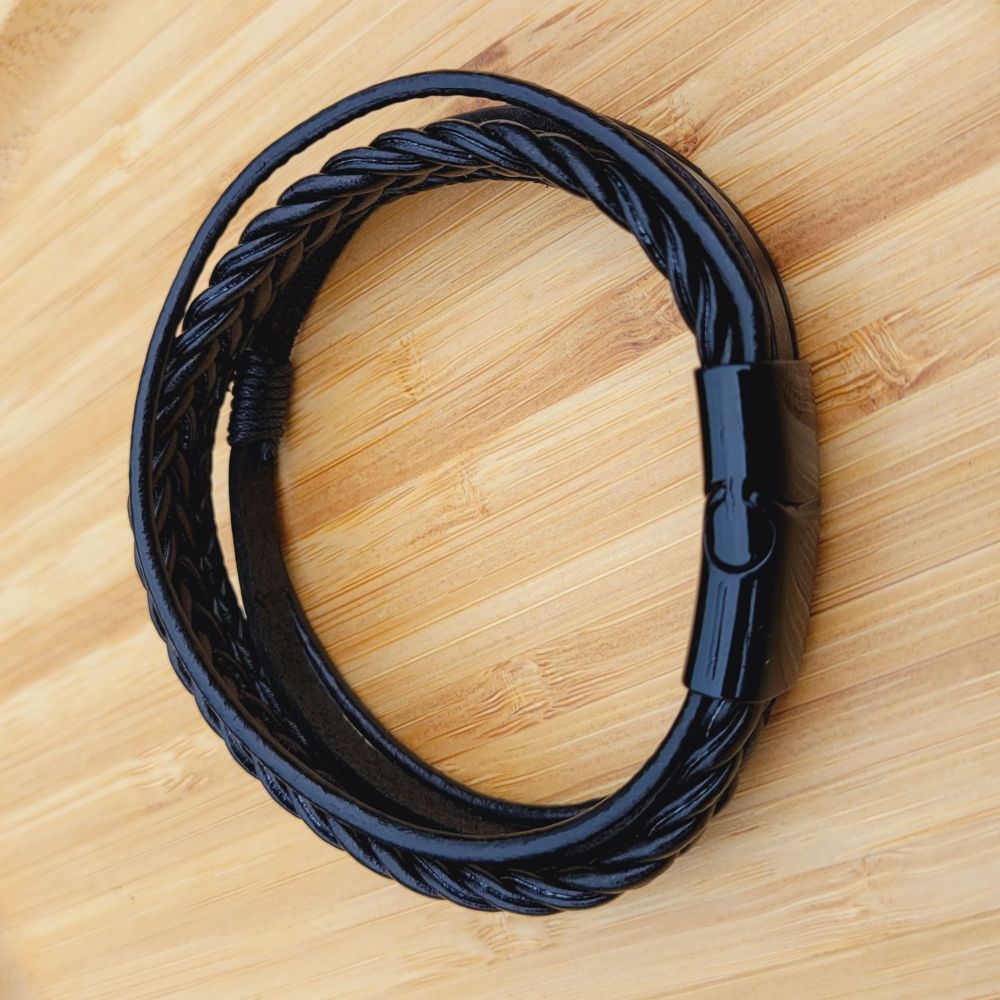 Men's Braided Leather Bracelet Wristband Cuff Bracelet for Men Gifts Stainless Steel Clasp