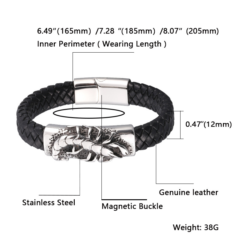 Men's Braided Leather Bracelet Wristband Cuff Bracelet for Men Gifts Stainless Steel Scorpion Clasp