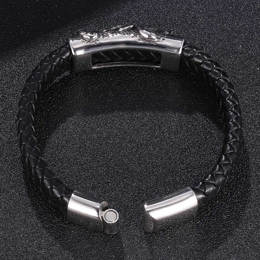 Men's Braided Leather Bracelet Wristband Cuff Bracelet for Men Gifts Stainless Steel Scorpion Clasp