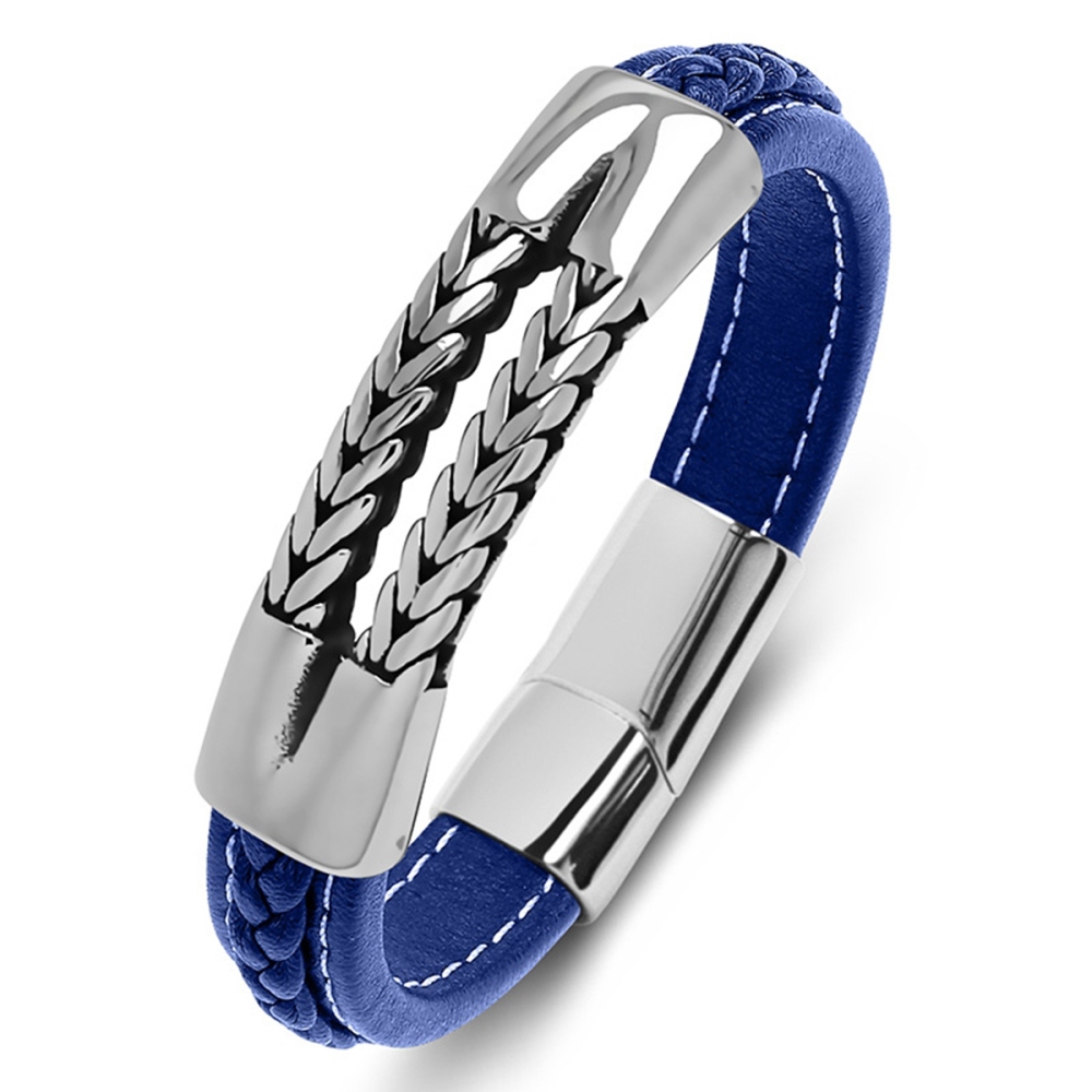 Men's Braided Leather Bracelet Wristband Cuff Bracelet for Men Gifts Stainless Steel Clasp