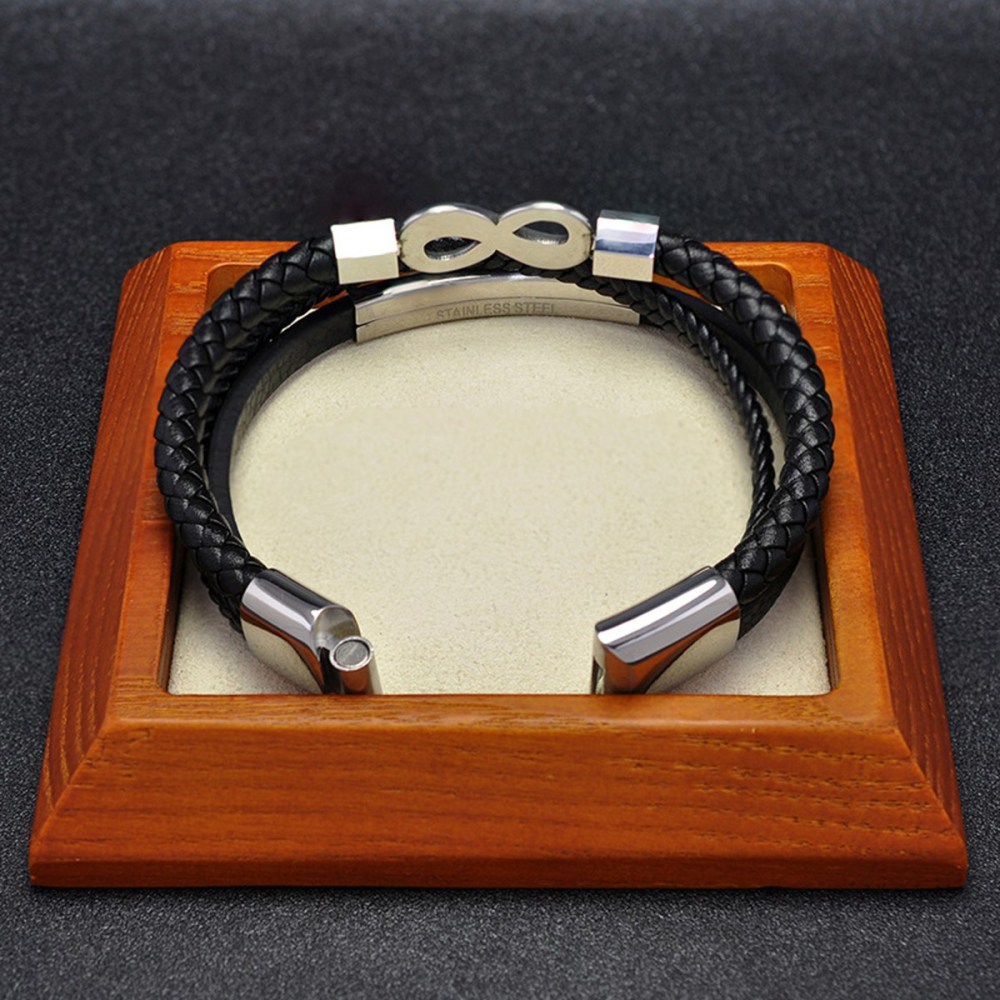 Men's Multi-Layer Braided Leather Bracelet Stainless Steel Clasp Wristband Cuff Rope Bangle for Men Gifts