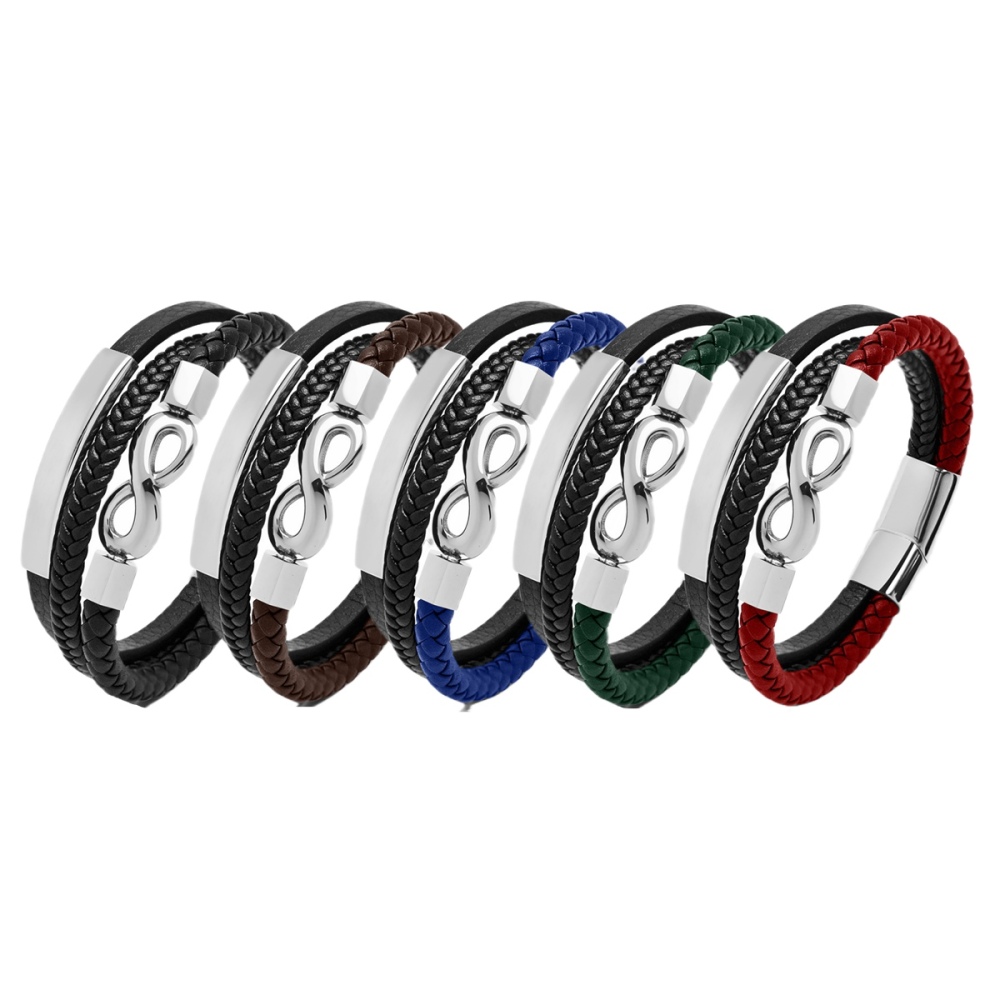 Men's Multi-Layer Braided Leather Bracelet Stainless Steel Clasp Wristband Cuff Rope Bangle for Men Gifts