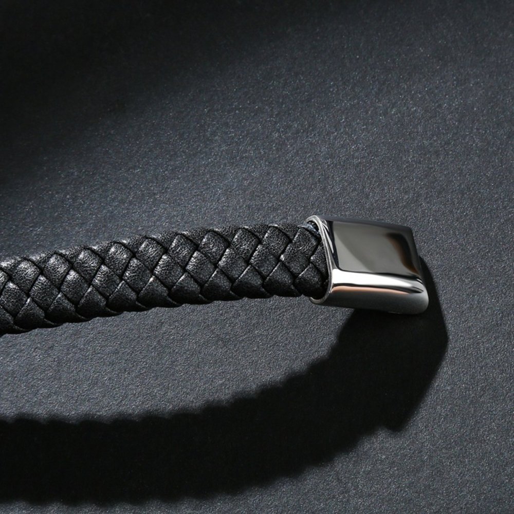 Men's Braided Leather Bracelet Stainless Steel Clasp Wristband Cuff Rope Bangle for Men Gifts SB2332S