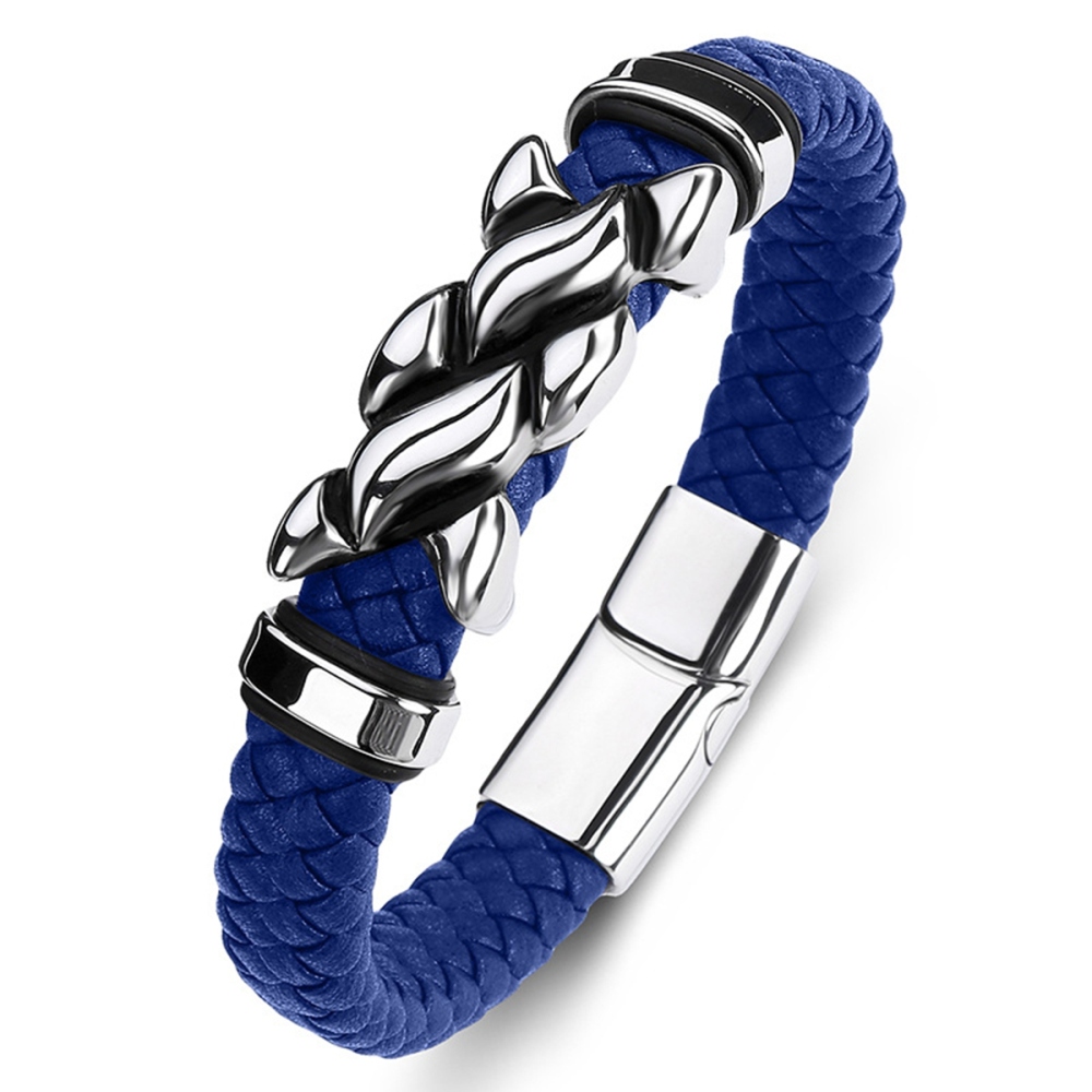 Men's Braided Leather Bracelet Stainless Steel Clasp Wristband Cuff Rope Bangle for Men Gifts SB2332S
