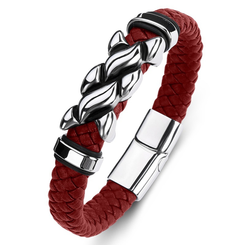 Men's Braided Leather Bracelet Stainless Steel Clasp Wristband Cuff Rope Bangle for Men Gifts SB2332S