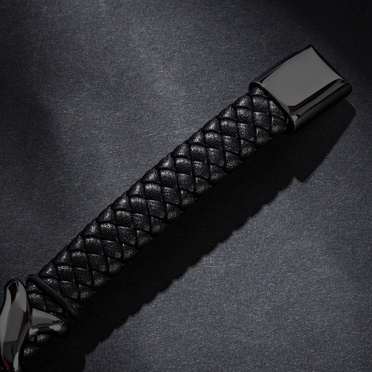 Men's Braided Leather Bracelet Stainless Steel Clasp Wristband Cuff Rope Bangle for Men Gifts SB2333S
