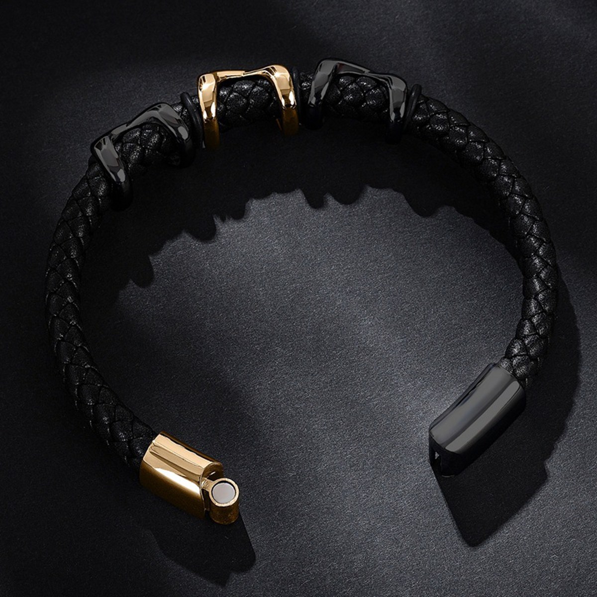 Men's Braided Leather Bracelet Stainless Steel Clasp Wristband Cuff Rope Bangle for Men Gifts SB2333S