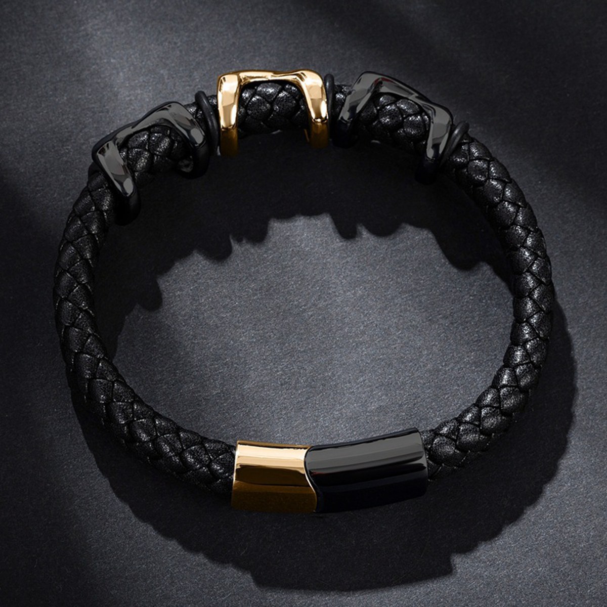 Men's Braided Leather Bracelet Stainless Steel Clasp Wristband Cuff Rope Bangle for Men Gifts SB2333S