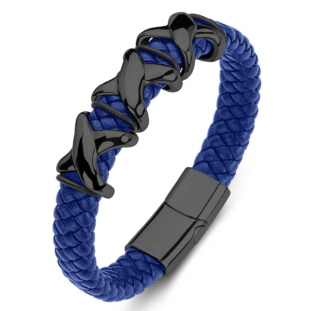Men's Braided Leather Bracelet Stainless Steel Clasp Wristband Cuff Rope Bangle for Men Gifts SB2333S