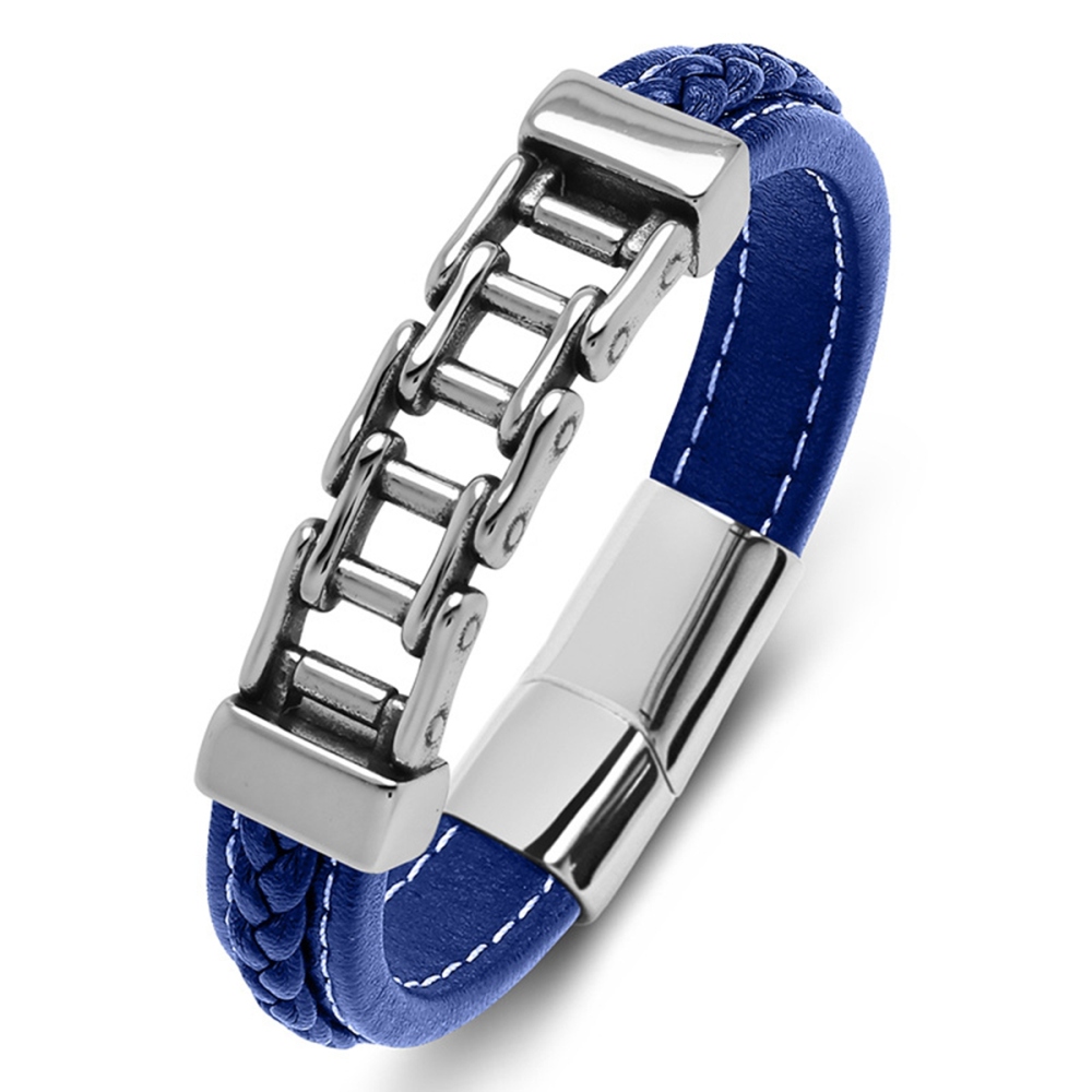Men's Braided Leather Chain Stainless Steel Clasp Wristband Cuff Rope Bangle for Men Gifts