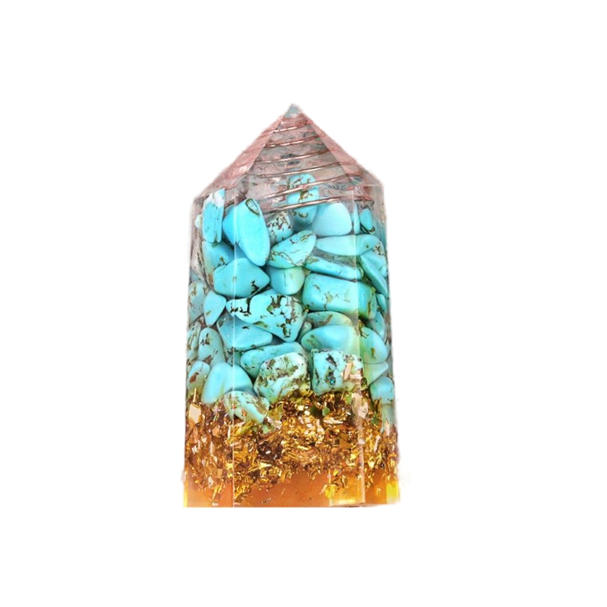 Gemstone Chip Stone  Resin Hexagonal Prism Ornament for Home Decor